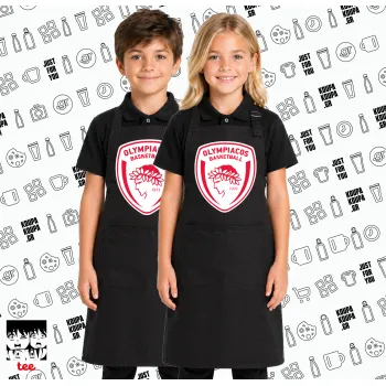 Olympiacos B.C., Μαύρη ΠΑΙΔΙΚΗ Ποδιά μακριά Σεφ ολόσωμη με τσέπες