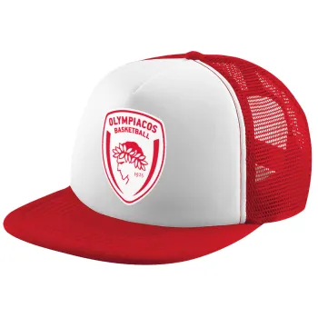 Olympiacos B.C., Children's Soft Trucker Hat with Red/White Mesh (POLYESTER, CHILDREN'S, ONE SIZE)