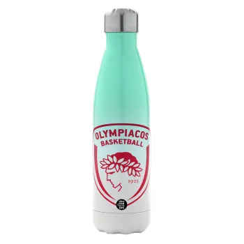 Olympiacos B.C., Metal mug thermos Green/White (Stainless steel), double wall, 500ml