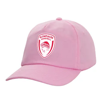 Olympiacos B.C., Casual children's baseball cap, 100% Cotton Twill, PINK (COTTON, CHILDREN'S, ONE SIZE)