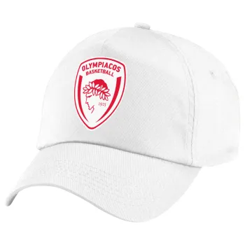 Olympiacos B.C., Children's Baseball Cap, 100% Cotton Twill, White (COTTON, CHILDREN'S, UNISEX, ONE SIZE)
