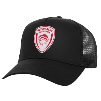 Olympiacos B.C., Καπέλο Ενηλίκων Structured Trucker, με Δίχτυ, Μαύρο (100% ΒΑΜΒΑΚΕΡΟ, ΕΝΗΛΙΚΩΝ, UNISEX, ONE SIZE)