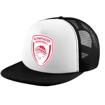 Olympiacos B.C., Καπέλο παιδικό Soft Trucker με Δίχτυ ΜΑΥΡΟ/ΛΕΥΚΟ (POLYESTER, ΠΑΙΔΙΚΟ, ONE SIZE)