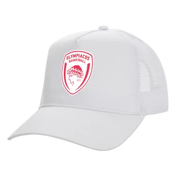 Olympiacos B.C., Καπέλο Ενηλίκων Structured Trucker, με Δίχτυ, ΛΕΥΚΟ (100% ΒΑΜΒΑΚΕΡΟ, ΕΝΗΛΙΚΩΝ, UNISEX, ONE SIZE)