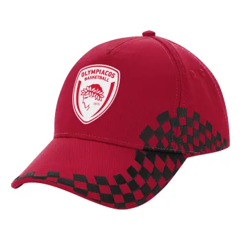 Olympiacos B.C., Καπέλο Ενηλίκων Ultimate ΚΟΚΚΙΝΟ/ΜΑΥΡΟ RACING με Σκρατς, (100% ΒΑΜΒΑΚΕΡΟ DRILL, ΕΝΗΛΙΚΩΝ, UNISEX, ONE SIZE)