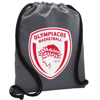 Olympiacos B.C., Backpack pouch GYMBAG GREY, with pocket (40x48cm) & thick cords