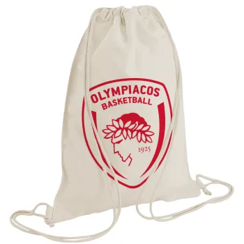 Olympiacos B.C., Τσάντα πλάτης πουγκί GYMBAG natural (28x40cm)