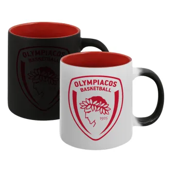 Olympiacos B.C., Κούπα Μαγική εσωτερικό κόκκινο, κεραμική, 330ml που αλλάζει χρώμα με το ζεστό ρόφημα