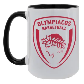 Olympiacos B.C., Κούπα Mega 15oz, κεραμική Μαύρη, 450ml
