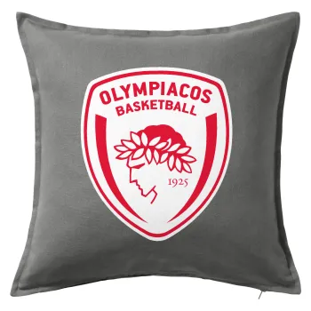 Olympiacos B.C., Μαξιλάρι καναπέ Γκρι 100% βαμβάκι, περιέχεται το γέμισμα (50x50cm)