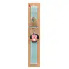 Easter Set, wooden keychain & aromatic flat Easter candle (30cm) (TURQUOISE)