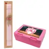 Easter Set, children's snack container PINK & scented flat Easter candle (30cm) (PINK)