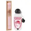 Easter Set, metallic aluminum bottle (500ml) & aromatic flat Easter candle (30cm) (PINK)