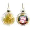 Transparent Christmas tree ball ornament with gold filling 8cm