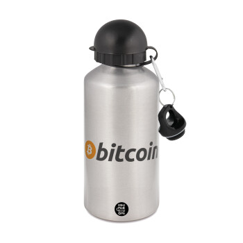 Bitcoin Crypto, Metallic water jug, Silver, aluminum 500ml