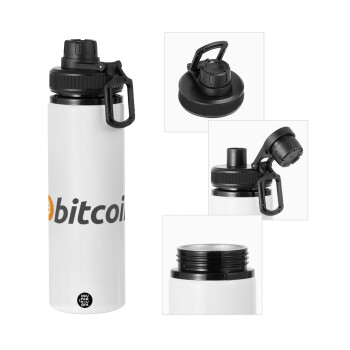 Bitcoin Crypto, Metal water bottle with safety cap, aluminum 850ml