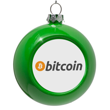 Bitcoin Crypto, Green Christmas tree ornament bauble 8cm