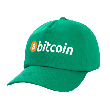Bitcoin Crypto, Καπέλο παιδικό Baseball, 100% Βαμβακερό,  Πράσινο
