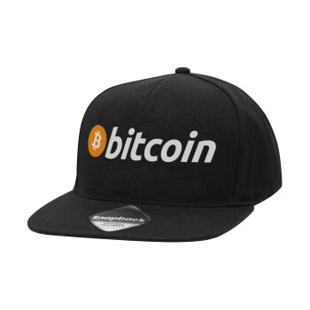 Bitcoin Crypto, Καπέλο Ενηλίκων Flat Snapback Μαύρο, (POLYESTER, ΕΝΗΛΙΚΩΝ, UNISEX, ONE SIZE)