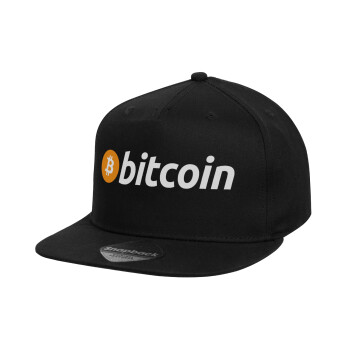Bitcoin Crypto, Καπέλο παιδικό Flat Snapback, Μαύρο (100% ΒΑΜΒΑΚΕΡΟ, ΠΑΙΔΙΚΟ, UNISEX, ONE SIZE)