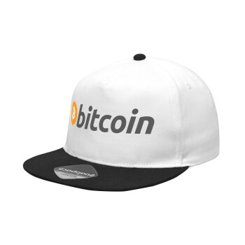 Bitcoin Crypto, Καπέλο Ενηλίκων Flat Snapback Λευκό/Μαύρο, (POLYESTER, ΕΝΗΛΙΚΩΝ, UNISEX, ONE SIZE)