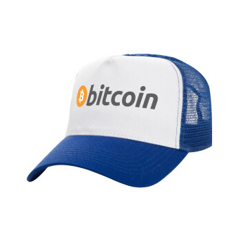 Bitcoin Crypto, Καπέλο Ενηλίκων Structured Trucker, με Δίχτυ, ΛΕΥΚΟ/ΜΠΛΕ (100% ΒΑΜΒΑΚΕΡΟ, ΕΝΗΛΙΚΩΝ, UNISEX, ONE SIZE)