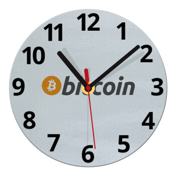 Bitcoin Crypto, Ρολόι τοίχου γυάλινο (20cm)