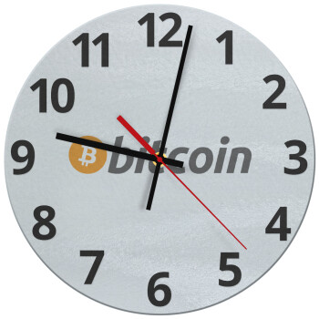 Bitcoin Crypto, Ρολόι τοίχου γυάλινο (30cm)