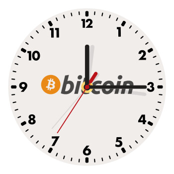 Bitcoin Crypto, Ρολόι τοίχου ξύλινο (20cm)