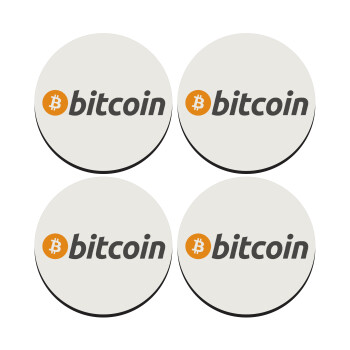 Bitcoin Crypto, SET of 4 round wooden coasters (9cm)