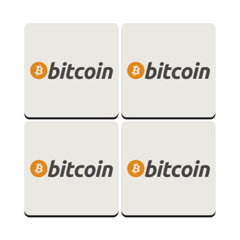 Bitcoin Crypto, ΣΕΤ 4 Σουβέρ ξύλινα τετράγωνα (9cm)