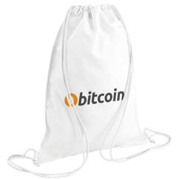 Bitcoin Crypto, Τσάντα πλάτης πουγκί GYMBAG λευκή (28x40cm)