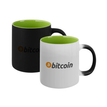 Bitcoin Crypto, Κούπα Μαγική εσωτερικό πράσινο, κεραμική 330ml που αλλάζει χρώμα με το ζεστό ρόφημα (1 τεμάχιο)