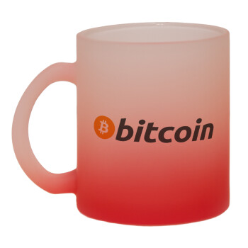 Bitcoin Crypto, Κούπα γυάλινη δίχρωμη με βάση το κόκκινο ματ, 330ml