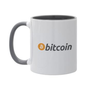 Bitcoin Crypto, Κούπα χρωματιστή γκρι, κεραμική, 330ml