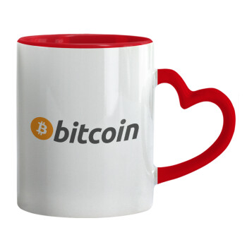 Bitcoin Crypto, Mug heart red handle, ceramic, 330ml