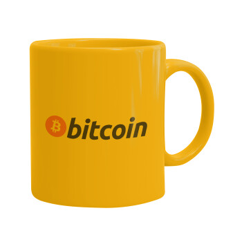 Bitcoin Crypto, Ceramic coffee mug yellow, 330ml (1pcs)