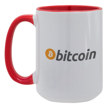 Bitcoin Crypto, Κούπα Mega 15oz, κεραμική Κόκκινη, 450ml