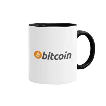 Bitcoin Crypto, Κούπα χρωματιστή μαύρη, κεραμική, 330ml