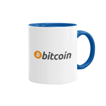 Bitcoin Crypto, Κούπα χρωματιστή μπλε, κεραμική, 330ml