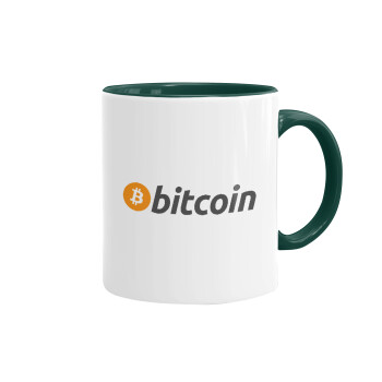 Bitcoin Crypto, Κούπα χρωματιστή πράσινη, κεραμική, 330ml