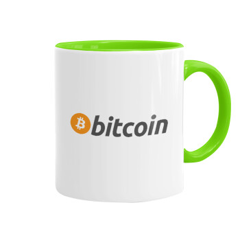 Bitcoin Crypto, Mug colored light green, ceramic, 330ml