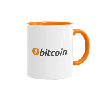 Bitcoin Crypto, Κούπα χρωματιστή πορτοκαλί, κεραμική, 330ml