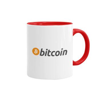 Bitcoin Crypto, Κούπα χρωματιστή κόκκινη, κεραμική, 330ml