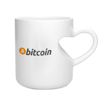 Bitcoin Crypto, Κούπα καρδιά λευκή, κεραμική, 330ml