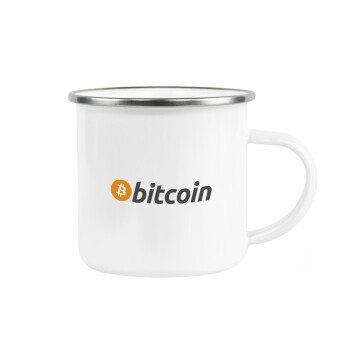 Bitcoin Crypto, Κούπα Μεταλλική εμαγιέ λευκη 360ml