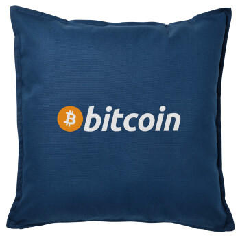 Bitcoin Crypto, Μαξιλάρι καναπέ Μπλε 100% βαμβάκι, περιέχεται το γέμισμα (50x50cm)