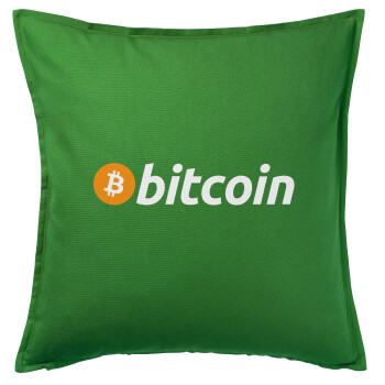 Bitcoin Crypto, Μαξιλάρι καναπέ Πράσινο 100% βαμβάκι, περιέχεται το γέμισμα (50x50cm)