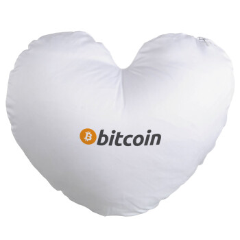 Bitcoin Crypto, Μαξιλάρι καναπέ καρδιά 40x40cm περιέχεται το  γέμισμα
