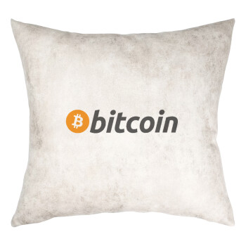Bitcoin Crypto, Μαξιλάρι καναπέ Δερματίνη Γκρι 40x40cm με γέμισμα
